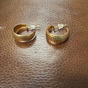 NWOT Elegant Gold Hoop Earrings
1/2 “ small, pierced, very lightweight